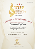 Top Business Service & Quality Award 2021/2022 certificate