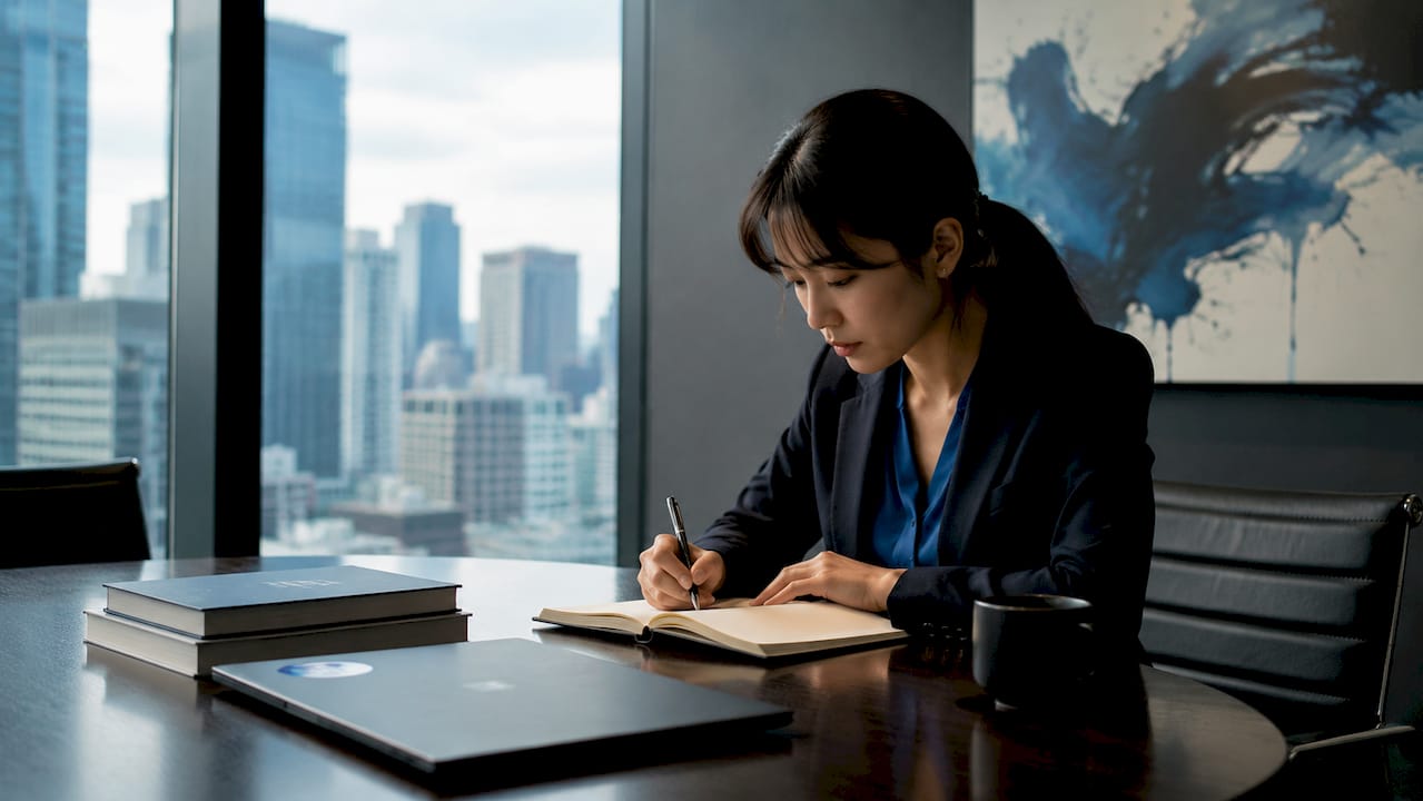 Professional woman attending Japanese language workshop