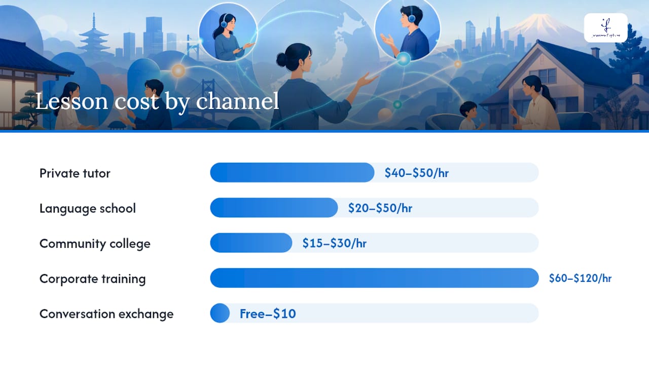 Comparison of Japanese teaching channels by cost and specialization