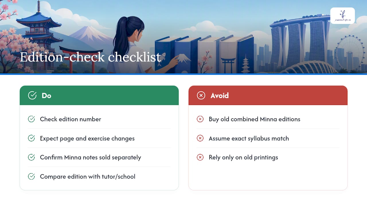 Japanese textbook edition checking considerations