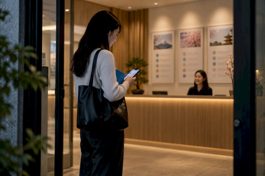 Learner checking Japanese course information